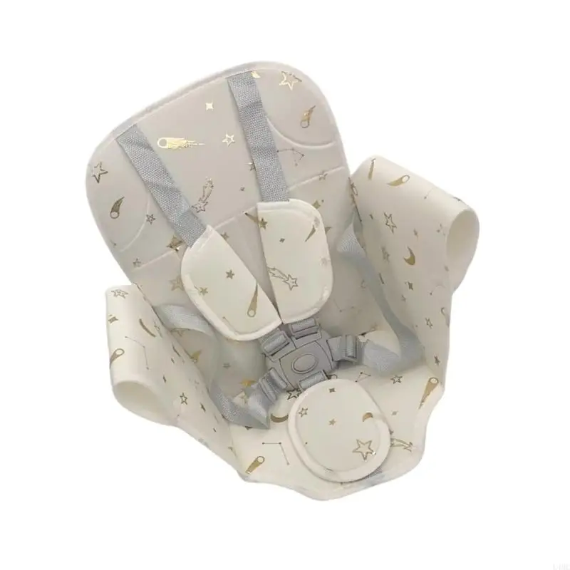 

High Back Baby Pad with Safety Belt Breathable Pram Cart Cushion for Strollers and Carseats Unique Pattern L4MC