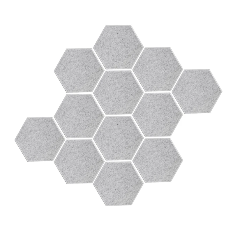 Pack 12 panneaux muraux hexagonaux insonorisants, carreaux acoustiques, Texture en Fiber Polyester, panneaux insonorisants