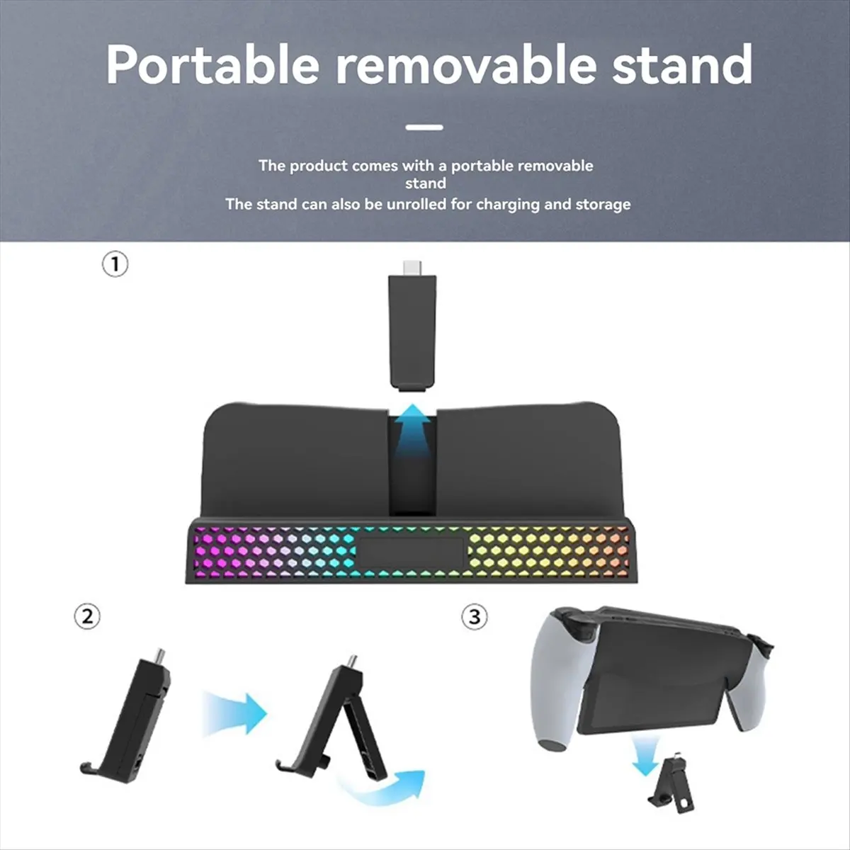 Super Sale For PS5 Handheld Charging Single Base Charging Portable Stand with RGB Light for PS5 Portal Console White