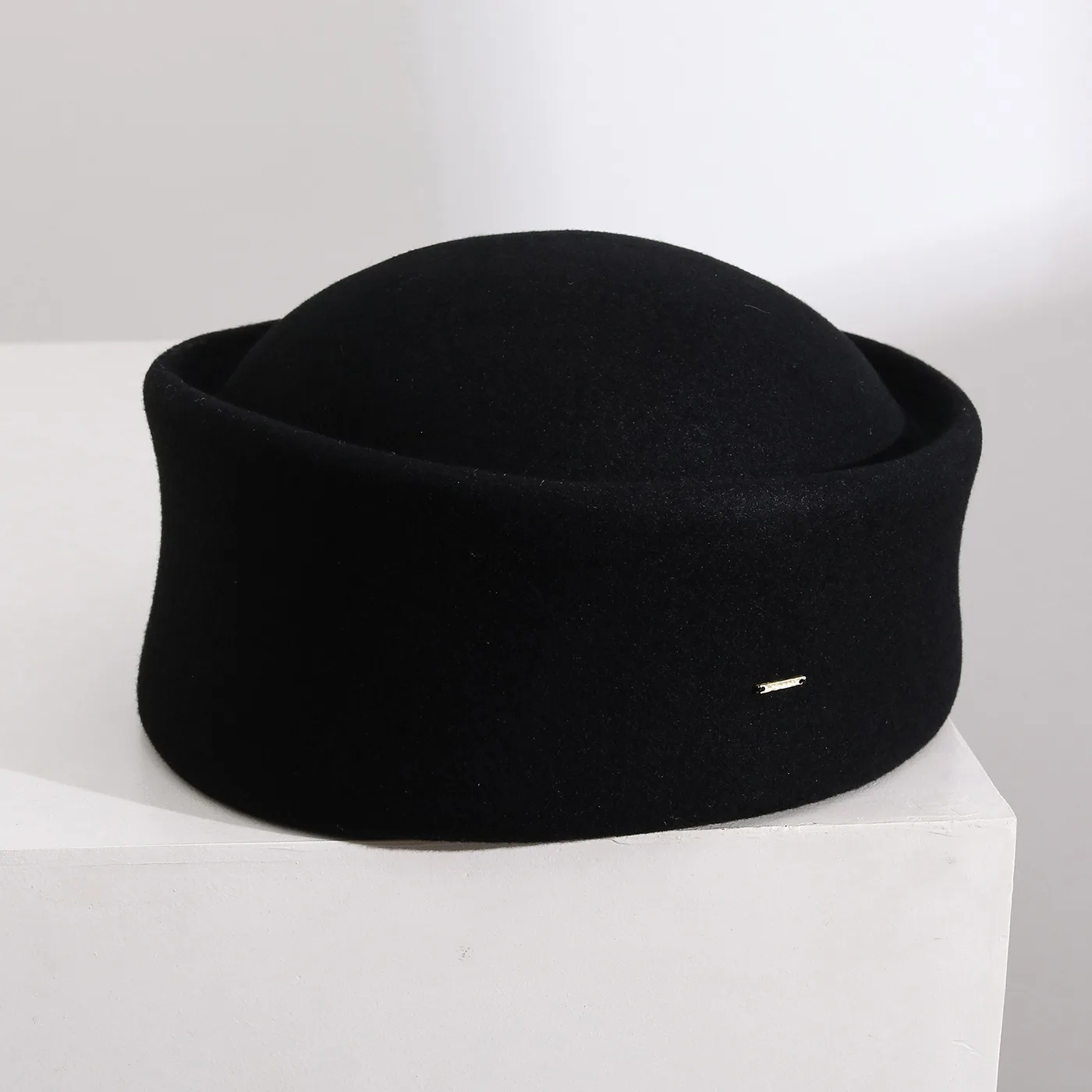Classic Designer Ladies Black 100% Wool Beret Hat Fancy Felt Warmer Winter Cap Women Fedora Hat Fascinator Formal Russia Hat
