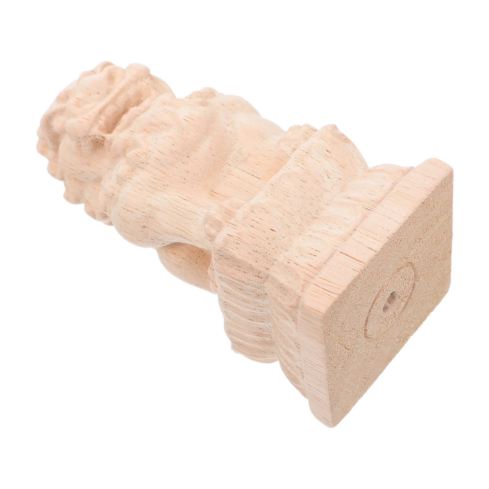 Wooden Lion Railing Post Statue Bridge Finials Garden Ornaments Outdoor Decor Chinese Guardian Lion Sculpture Unpainted Wood
