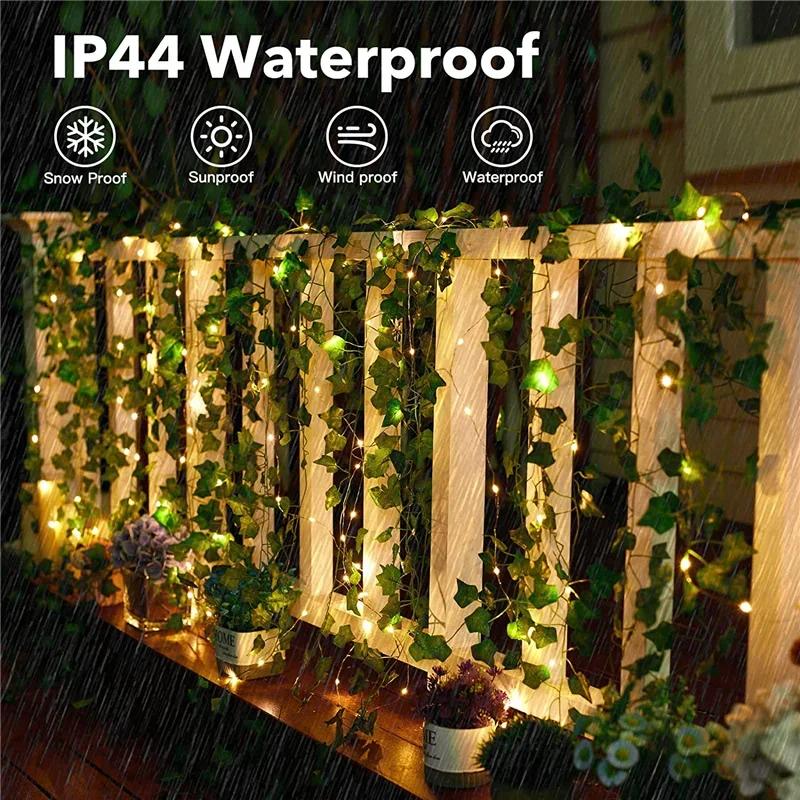 Flower Green Leaf String Lights Artificial Vine Fairy Lights Battery Powered Christmas Tree Garland Light for Weeding Home Decor