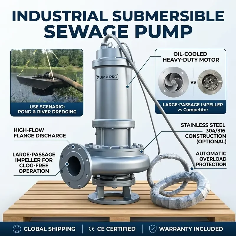 Non-clog 3 Inch Submersible Mud Sewage Pump for Hotel and Building Drainage