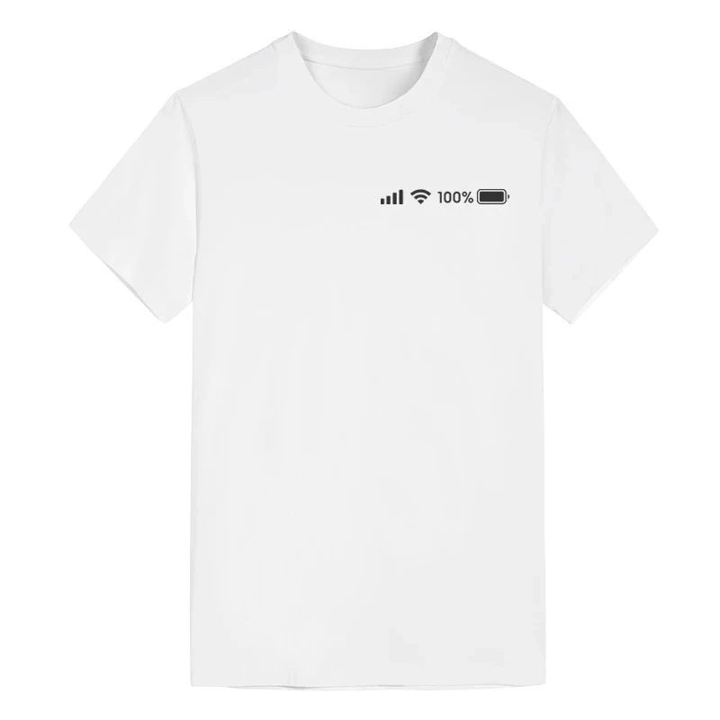 2025 quotidien pleine durée de vie de la batterie T-Shirt à manches courtes Signal complet panne de courant pourcentage un T-Shirt à manches courtes Vintage décontracté hauts