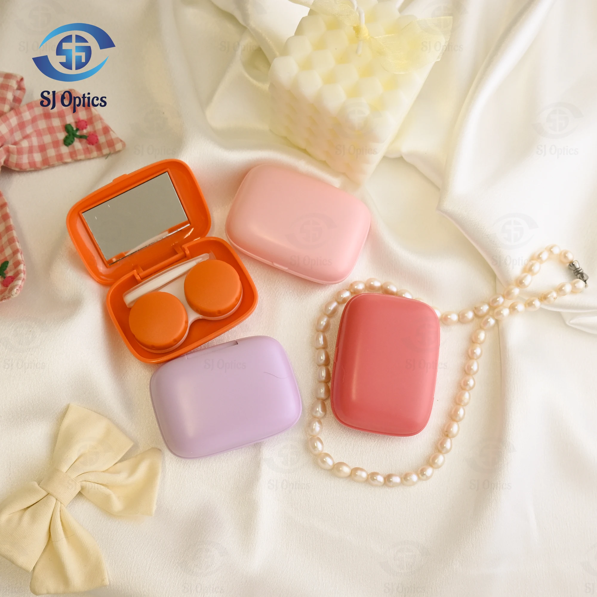 Effen Kleur Mini Contactlens Case Container Met Spiegel Vrouwen Ogen Contactlens Opbergdoos Mooie Reis Kit Box