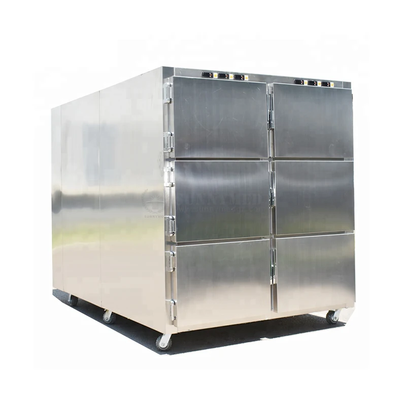 SY-STG06 Stainless Steel Mortuary 6 body Freezer Cadaver Cabinet With Germany Secop Compressor