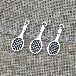 20pcs/lot 10*28mm Tennis Racket Charms Sports Exercise Pendant For DIY Handmade Metal Alloy Jewelry Making Accessorie