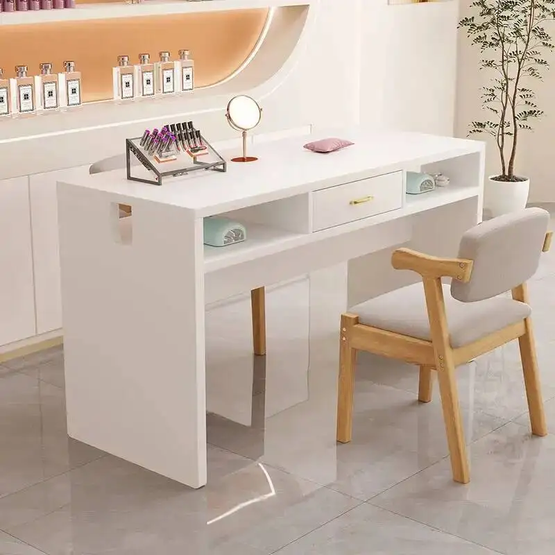 White Nail Desk European Salon Drawer Organizer Simple Manicure Table Light Luxury Cleaning Tavolo Per Unghie Salon Furniture
