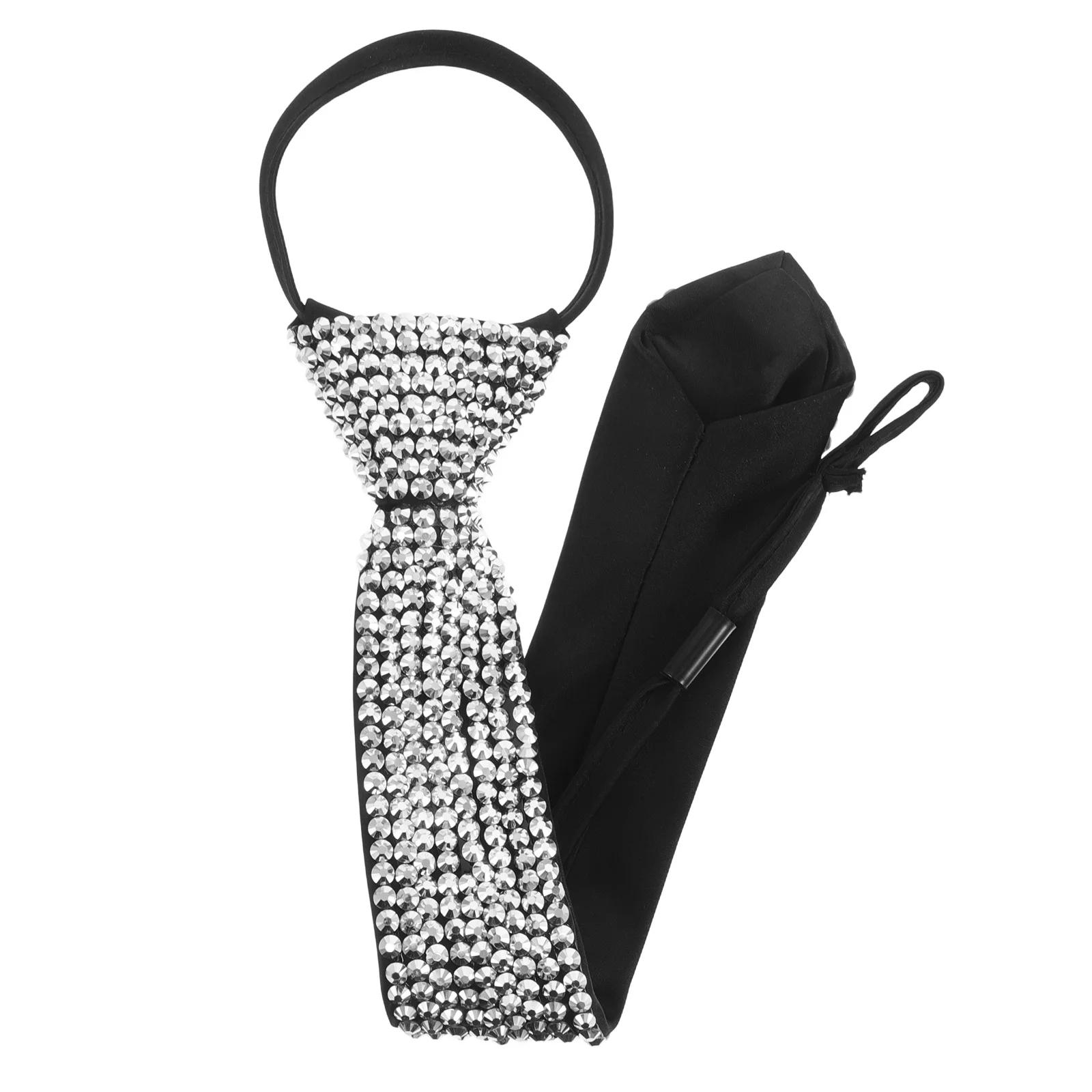 

Rhinestone Necktie Men Geometric Metal Texture Punk Fashion Accessory Formal Casual Wear Graduation Sparkling Tie Cosplay