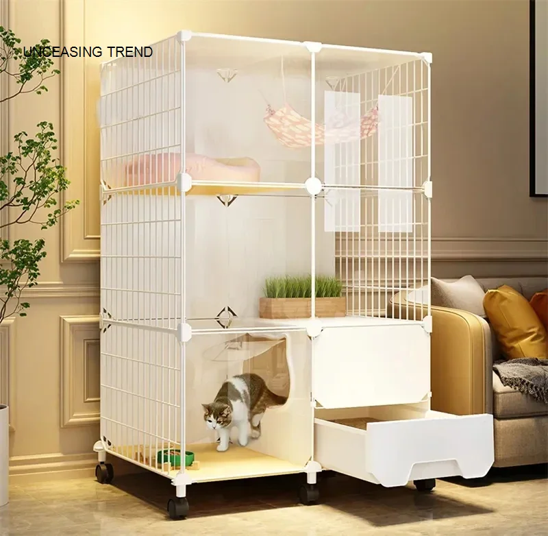 Cat Cages Home Indoor Cat Litter Box Integrated Cat House Simple Cat Villa Toilet Super Large Free Space Pet Products Cat Cage