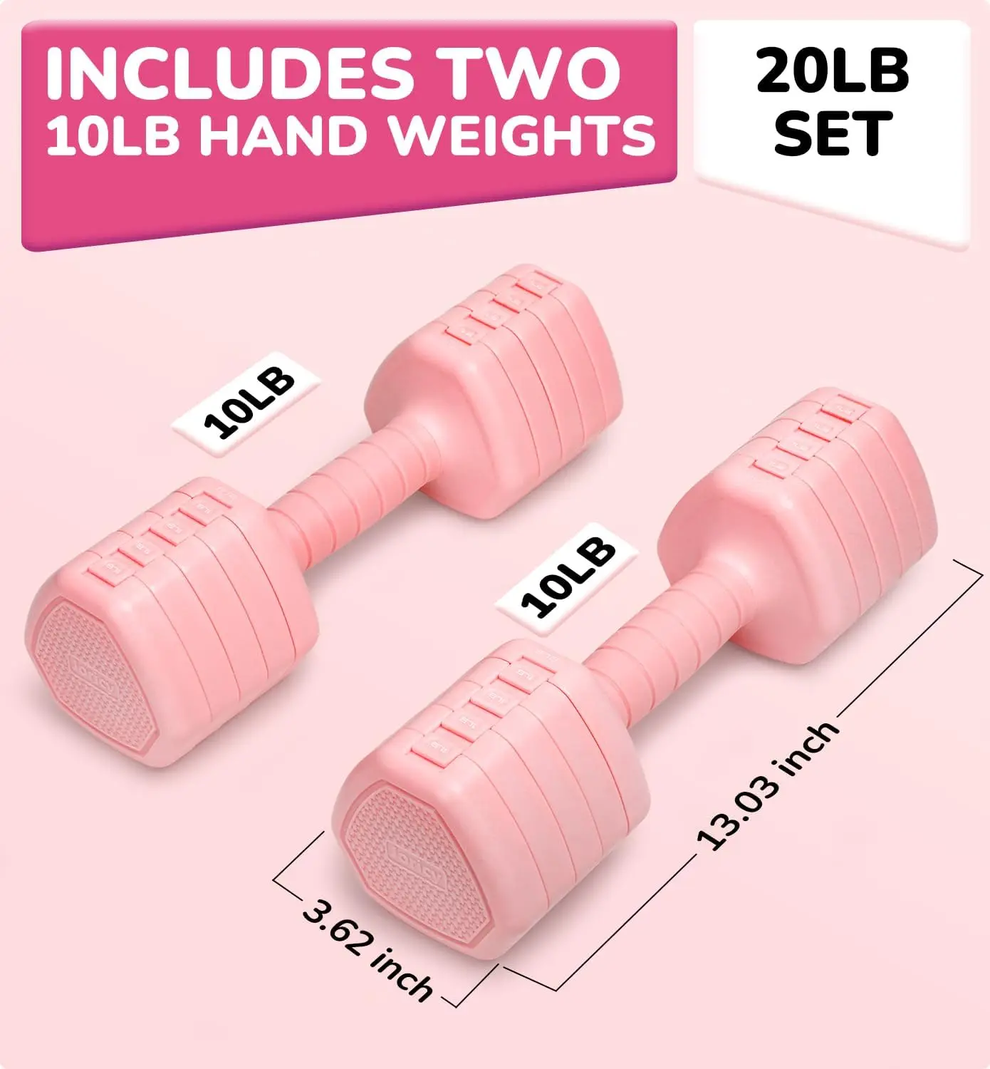 2-Piece Adjustable Dumbbell Weight Set, 10LB 20LB 30LB