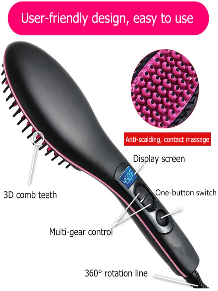 Professional Comb Hair Straightener Styling Brush Irons Straightening Hair brush Electric Curler Styling Combs EU US Plug