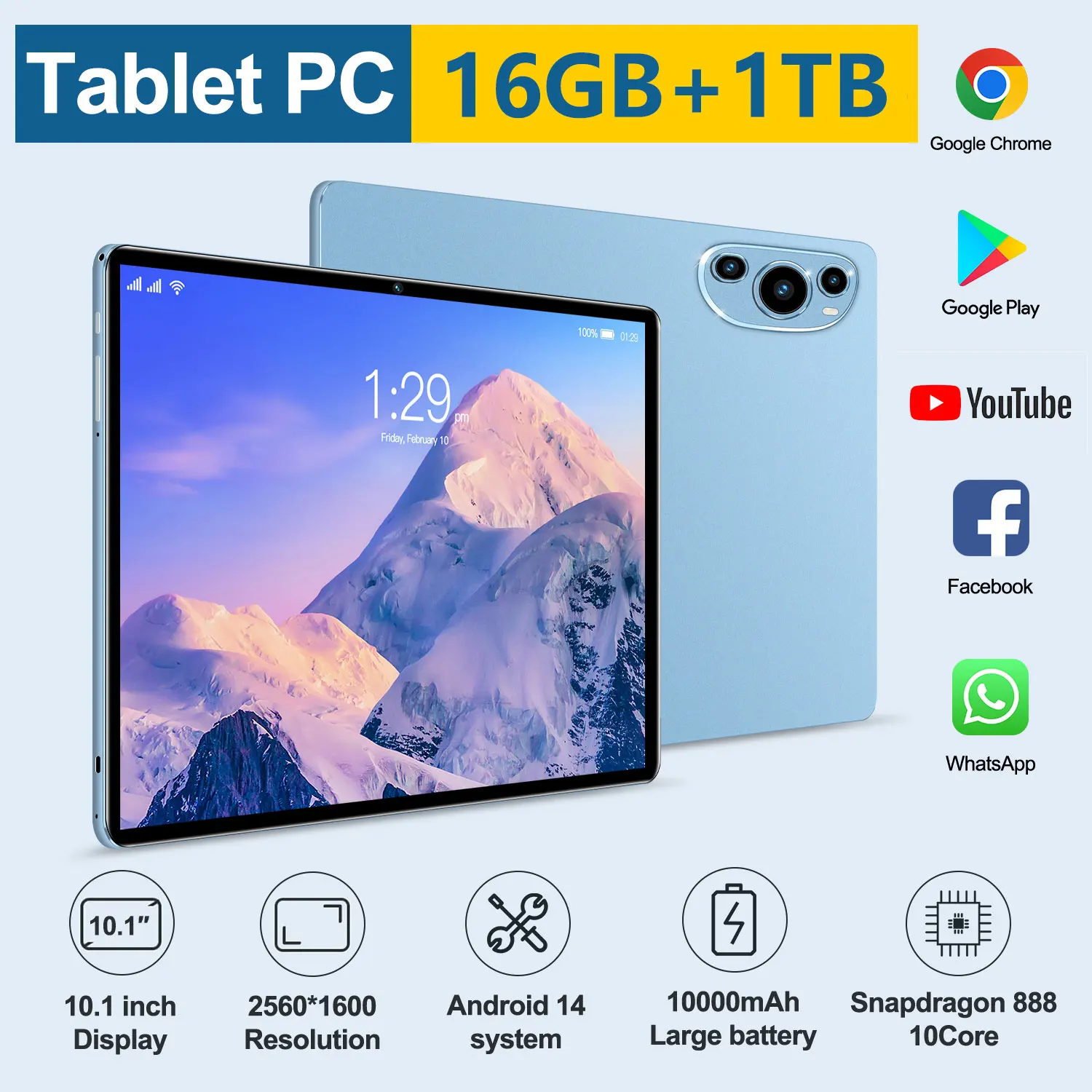 

2024 Global Version Pad P61 Snapdragon 888 Tablet PC Android 14.0 RAM 16GB ROM 1TB 5G HD 4K Screen WIFI Hwawei Tab PC