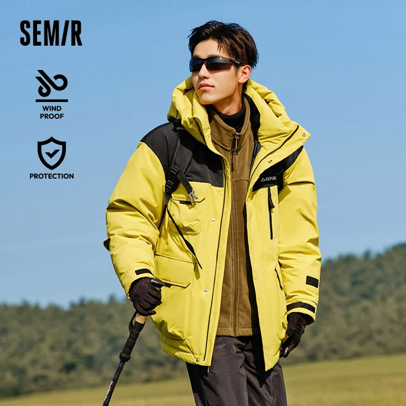 Semir Down Jacket Men 2024 Winter New Rainproof, Windproof, Oil-Proof Stain-Resistant Goose Down Coat Down Jacket