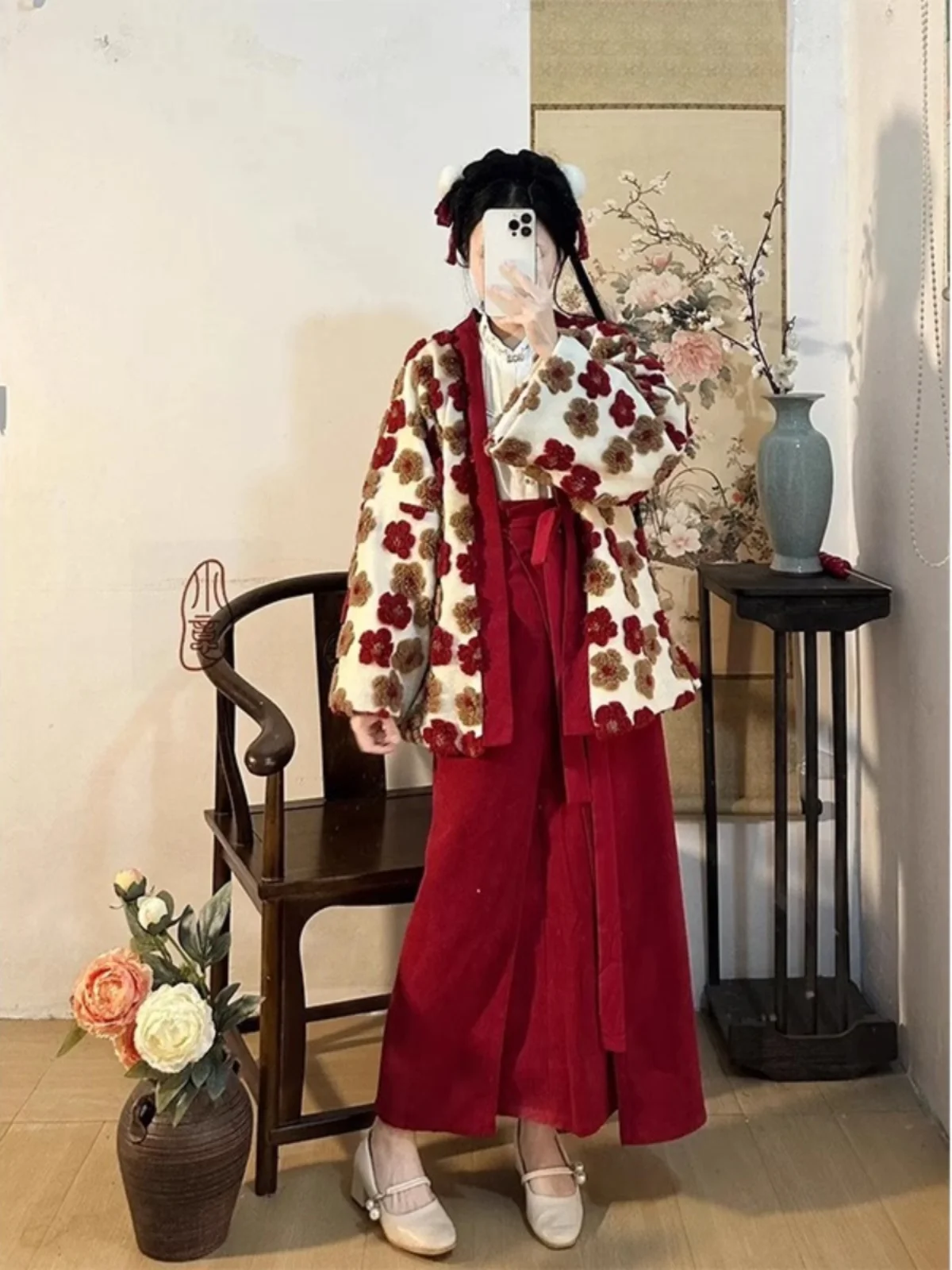 

Новогодний костюм Ханьфу Cisas в стиле династии Сун, утепленный, для праздничной церемонии, женская модная одежда в стиле Хань