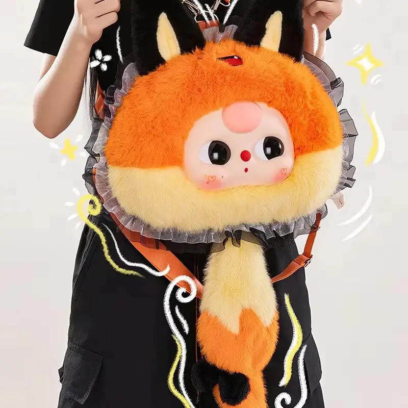 

Genuine Baby Three Fairy Tale World Big Head Backpack Vinyl Plush Blind Box Doll Cute Desktop Ornaments Decor Make Up Bag Gifts