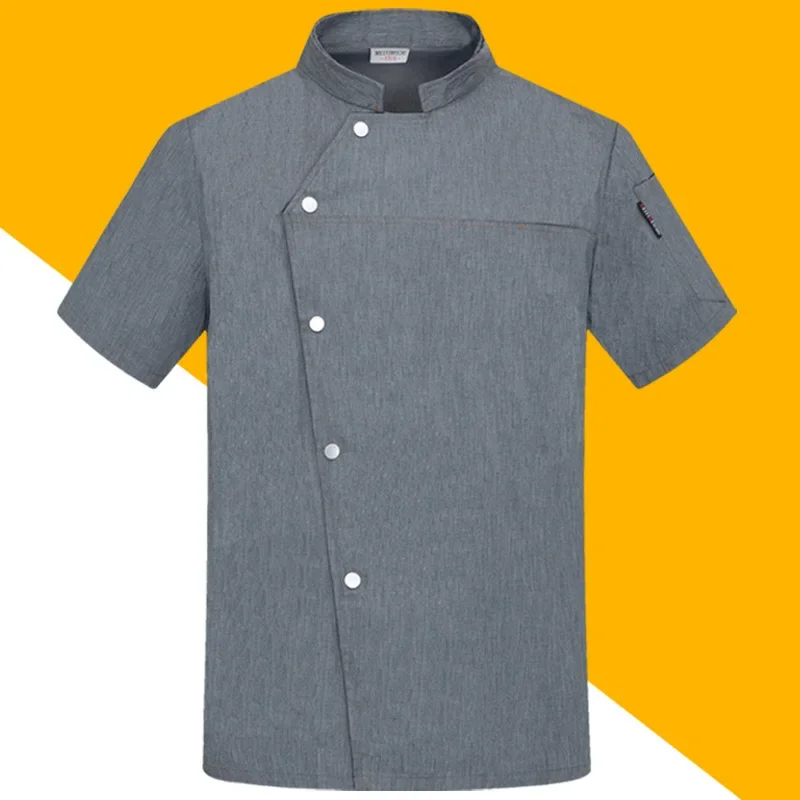 Chef Short Sleeve Coat Restaurant Kitchen Cook Work Uniform Summer Chef Jacket Waiter Waitress Sushi Workwear Tops Plus Size 6XL