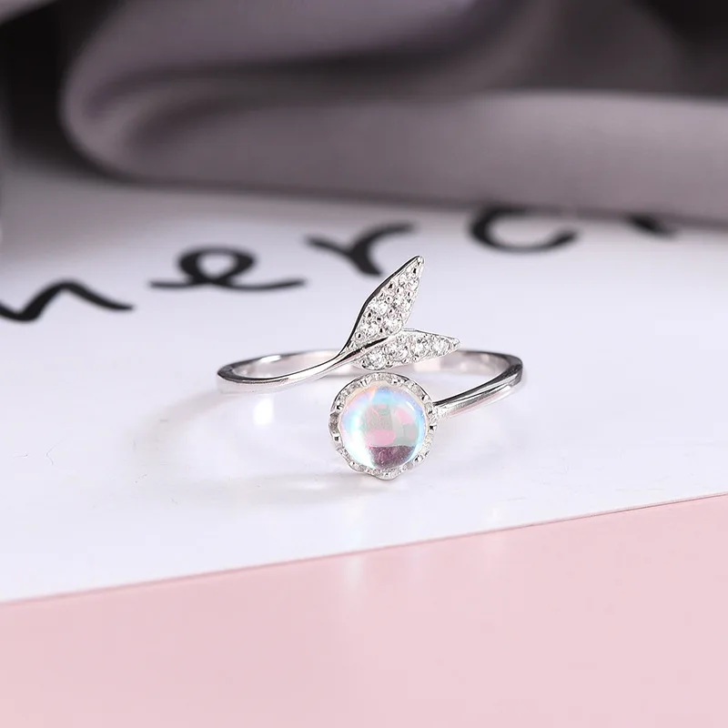 Women's Mermaid Tail Moonstone 925 Silver Ring