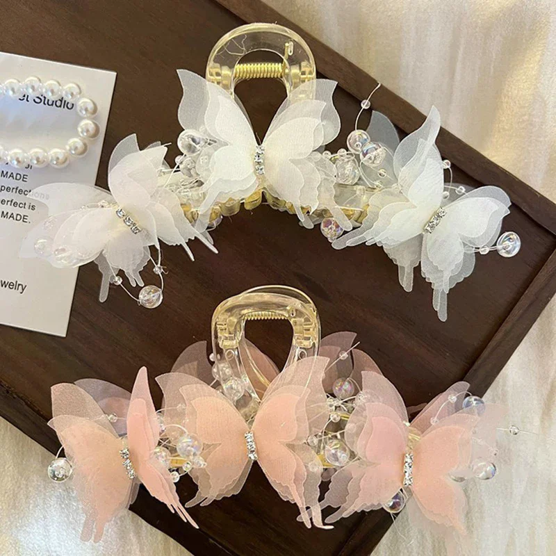 Sweet Butterfly Hair Clips For Women Girls French Temperament Butterfly Hair Claws Clip Fashion Large Hairpin Hair Accessories