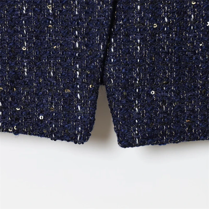 KEYANKETIAN 2025 Winter New Women's Color Matching Tweed Suit Coat Office Lady With Belt Single Breasted Slim Crop Blazer Top