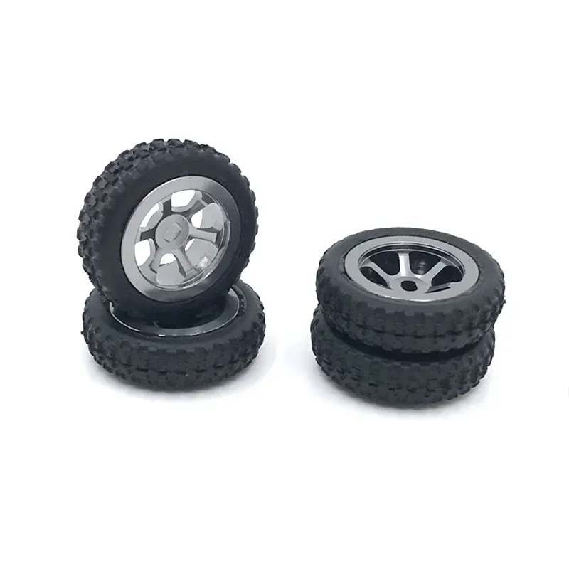 4PCS 1/28 RC Model Toy Rubber Tire Tyre Upgrade Accessories Fit for WLtoys k989 k969 RC Car Parts Aluminum Wheel Hubs Tires