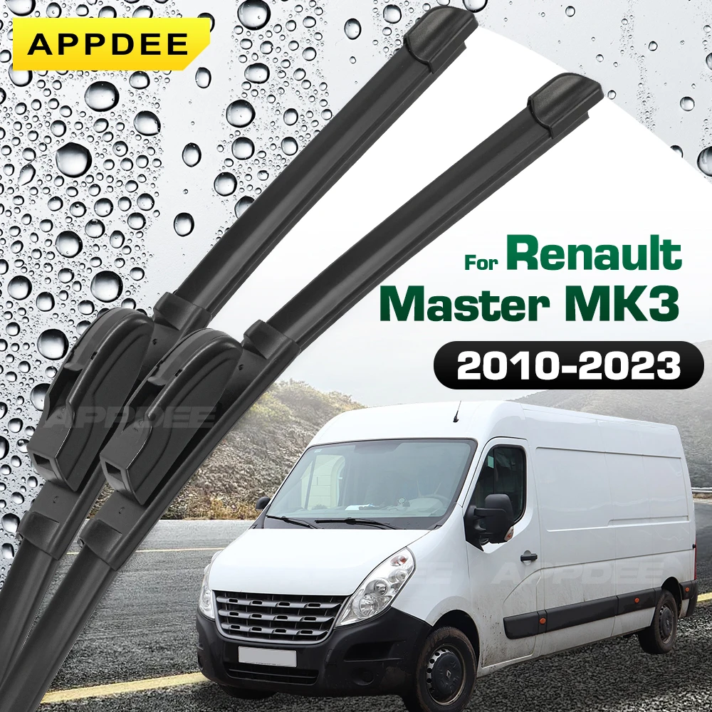 Silicone & rubber Front Wiper Blades Set For Renault Master 3 Nissan NV400 Movano 2010 - 2023 Windshield Windscreen Window Brus