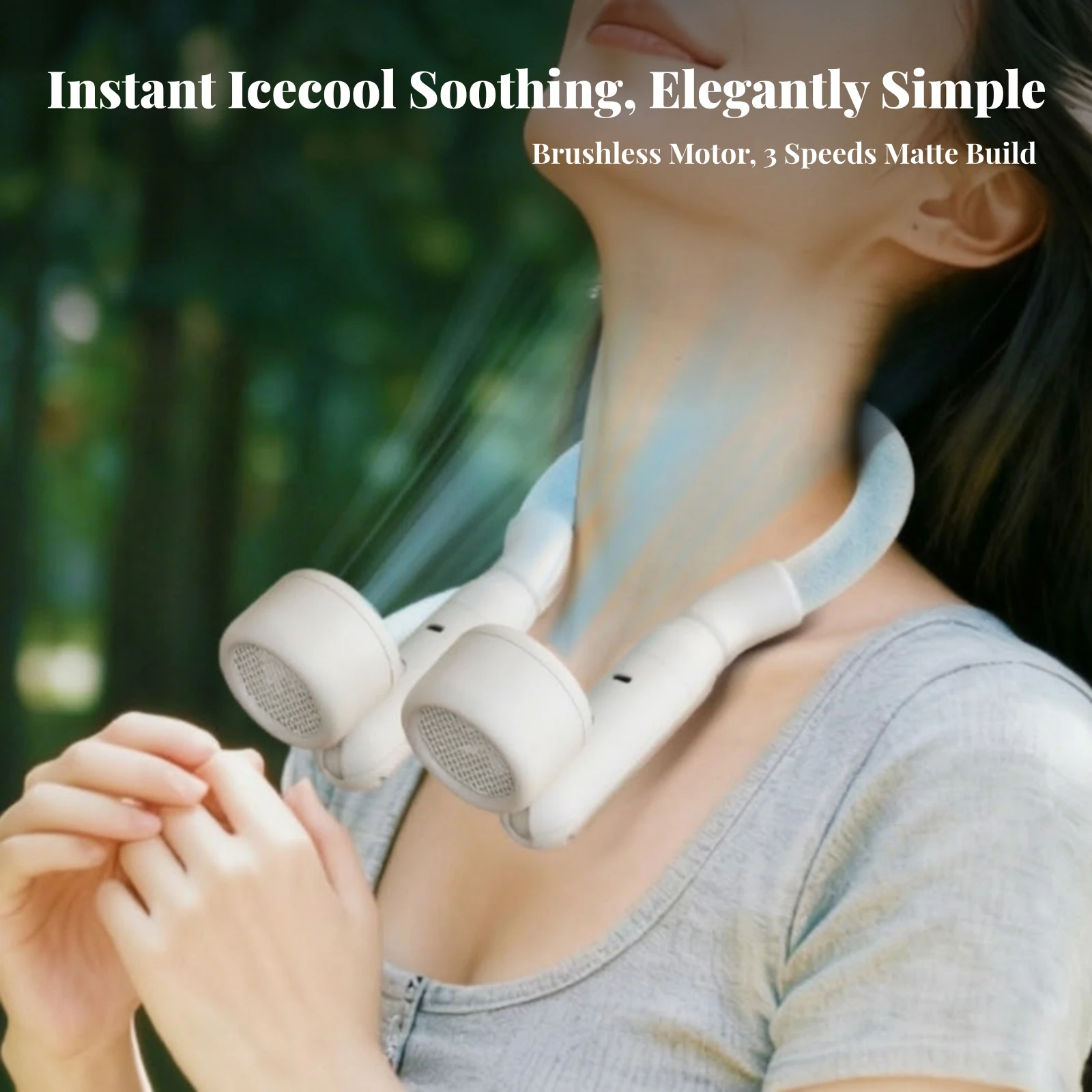 3-in-1 Neck Fan Portable Neck Fan with Twin Heads Personal Cooling for Travelers, Travel, Outdoor Walks