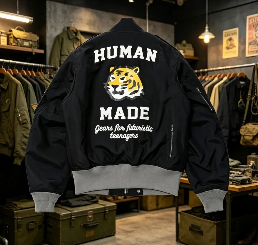 HUMAN MADE Tiger Flight Jacket MA-1 Style Varsity Baseball Outerwear Unisex