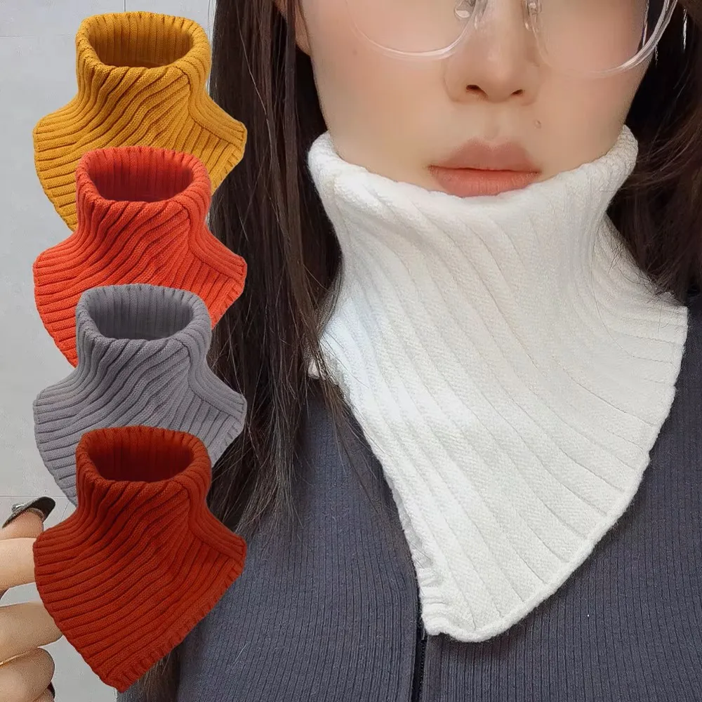 Triangle Scarf Fashion Neckerchief Warm Cold-proof Wrap Lady Outdoors Winter Knitted Scarf Ring High Elastic Wool High Collar
