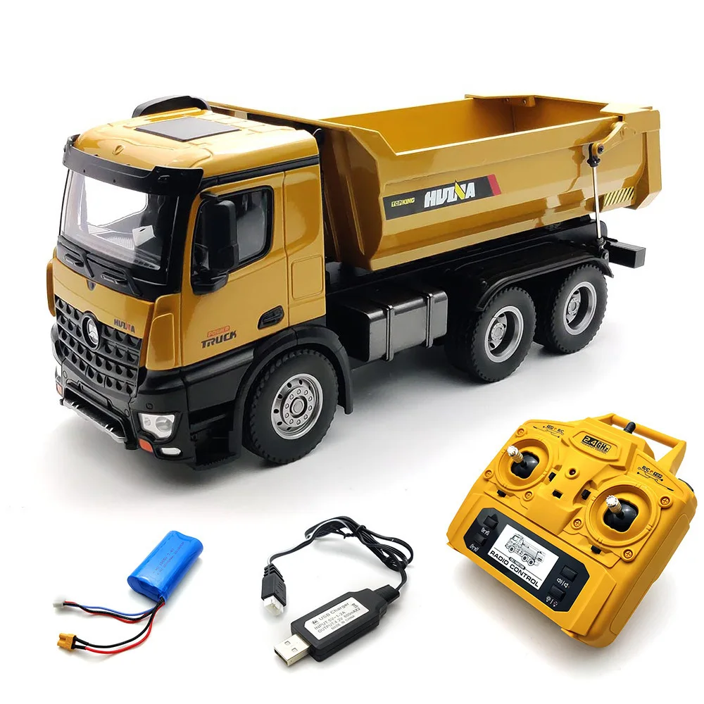 Huina 1582 1/14 10Channels Remote Control Alloy Dump Truck Simulation Loading Engineering Vehicle Model RC Car Adult Boy Toy