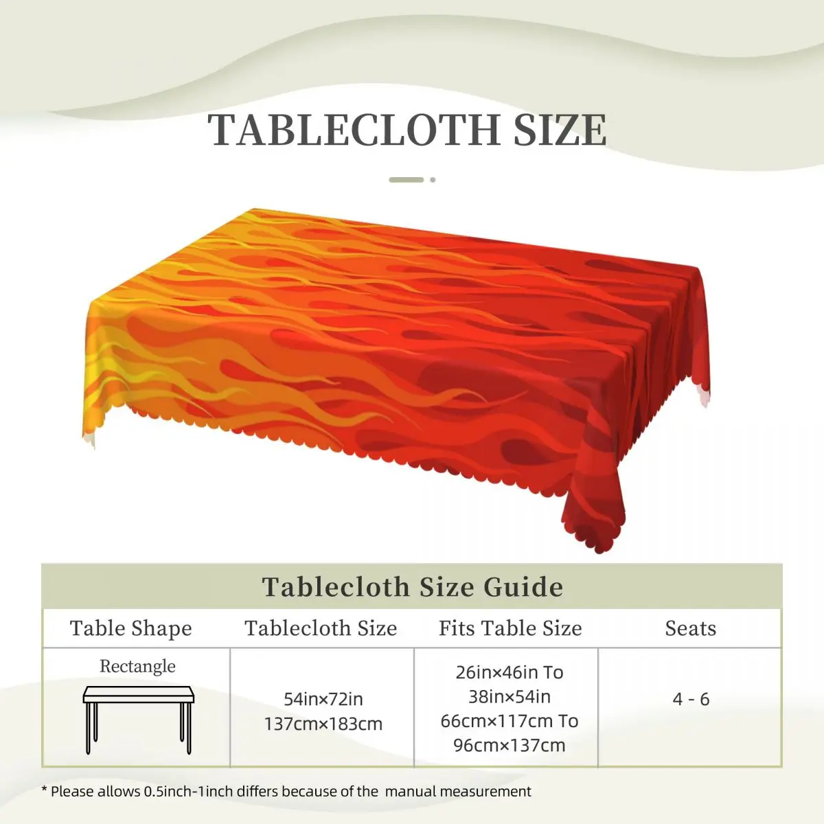 Red Orange Yellow Burning Flame And Fire Tablecloth Restaurant Kitchen Rectangular Tablecloth Festival Tablecloth Table Cover