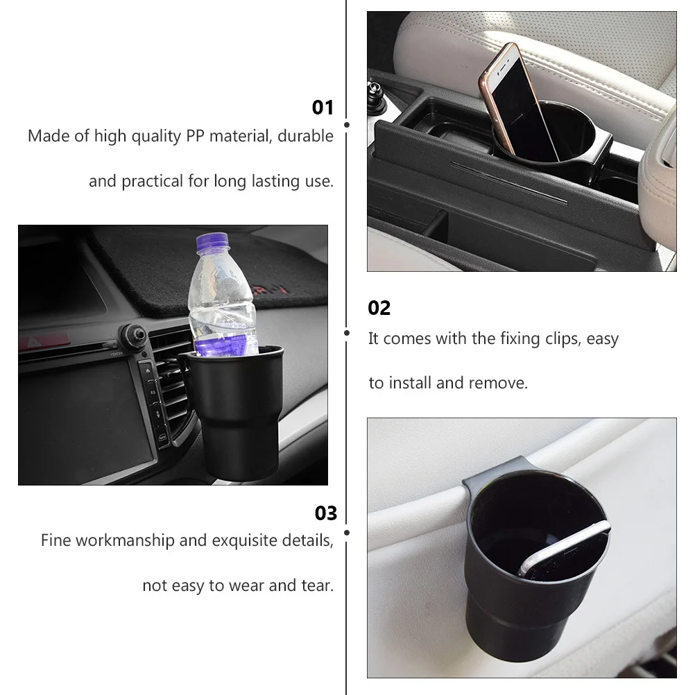 

3pcs Car Storage Box Auto Seat Organizer Beverage Holder Trash Bin Durable Pp Material Easy Install For Cup Rack Waste Container