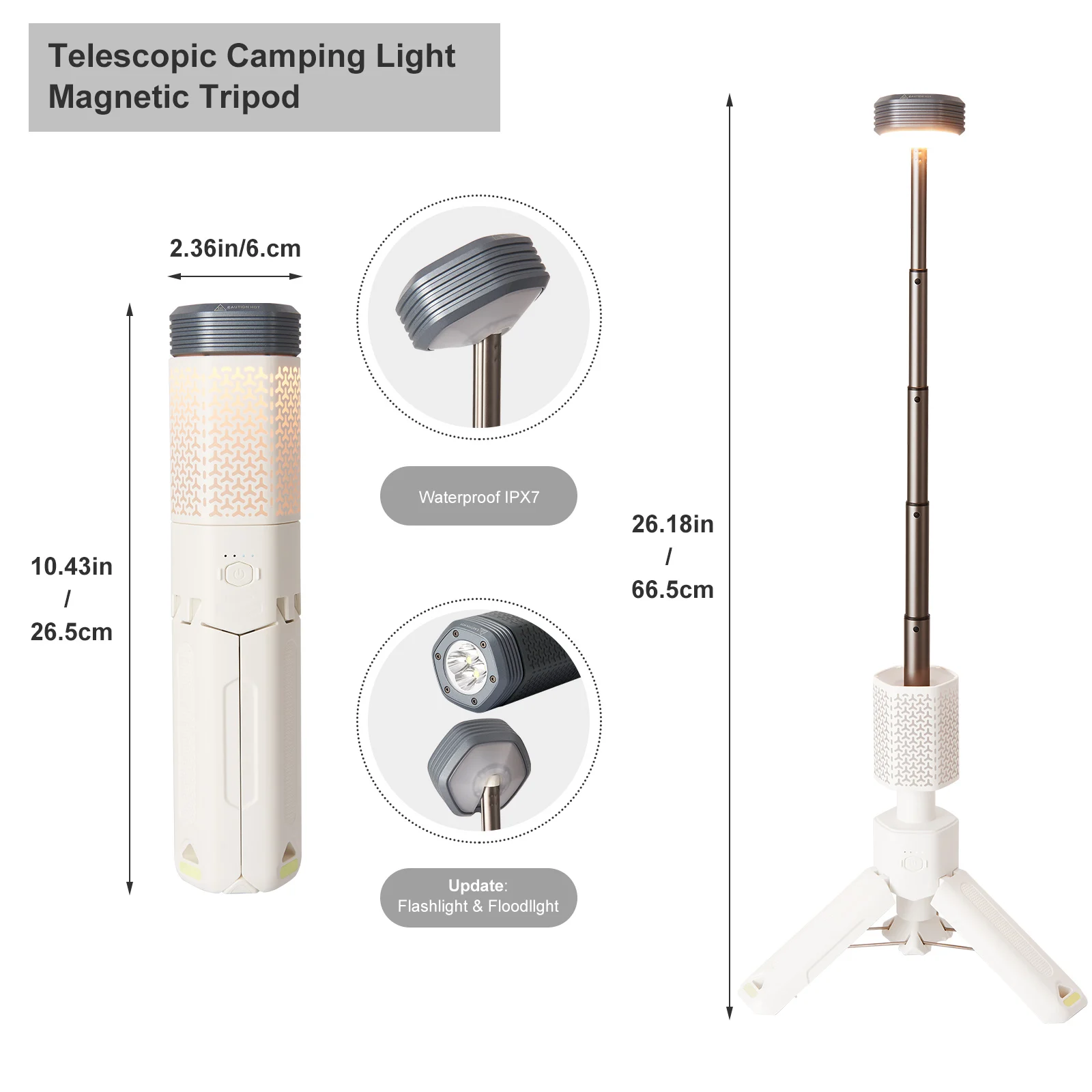 Camping Light Telescopic and Collapsible Night Light Mobile Lighting 10000mAh Battery Built-in Magnetic Road Light  Flash Light