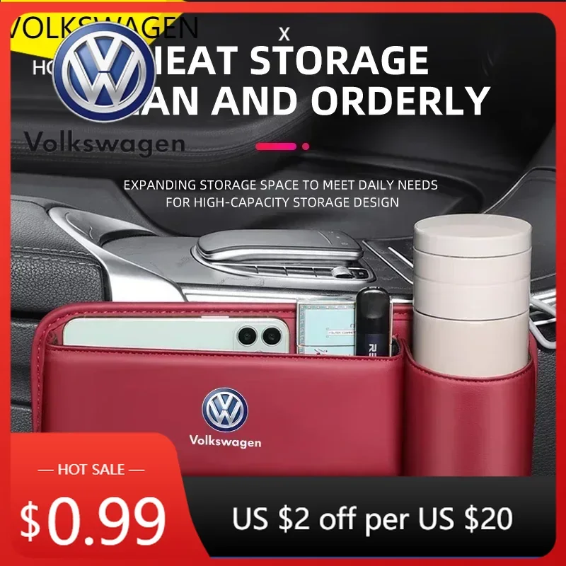 

For VOLKSWAGEN VW 2025 For VW POLO Car Seat Crevice Storage Box Seat Gap Slit Pocket Catcher Organizer For Volkswagen VW Scirocc