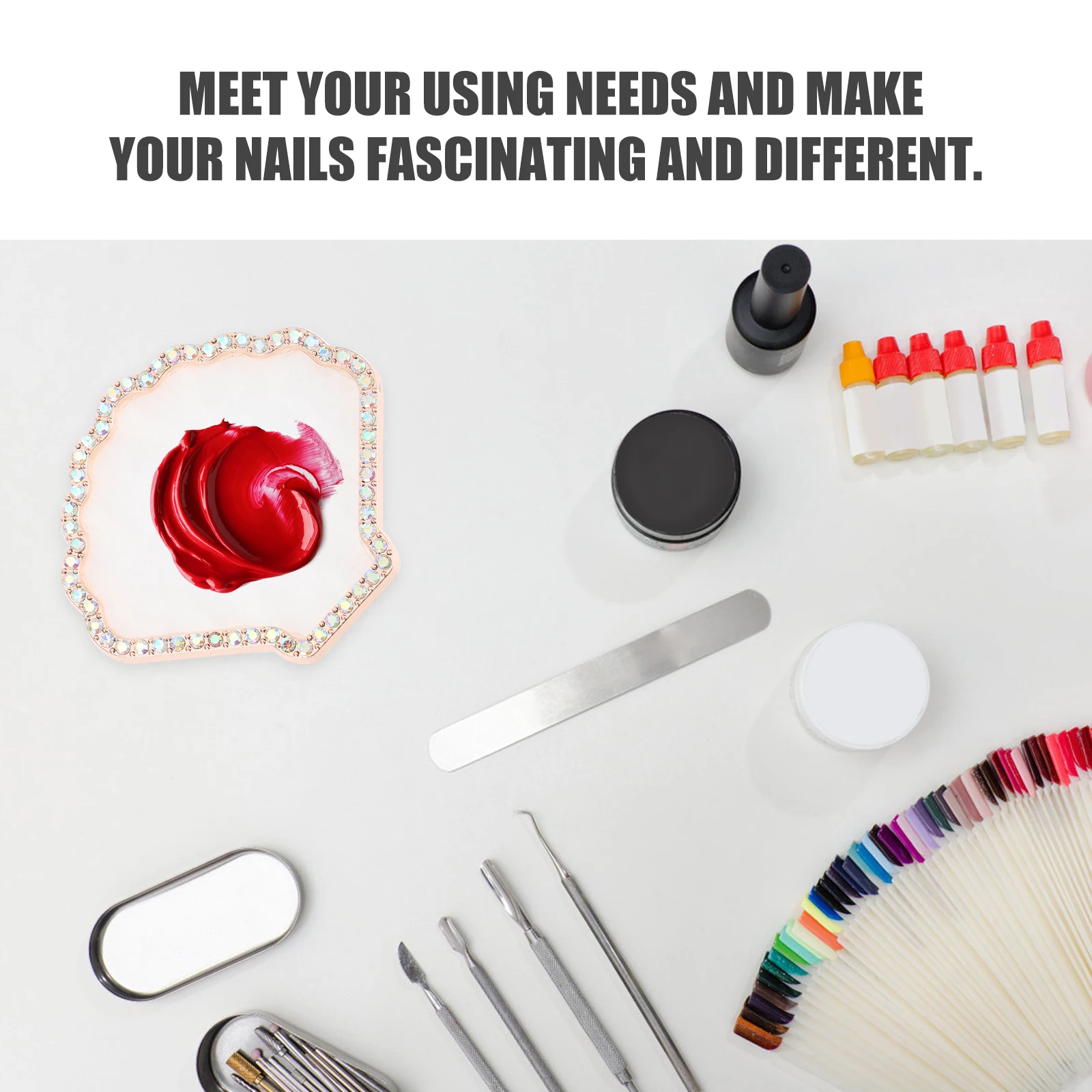 

Pearl Display Rack Nail Art Plate Color Mixing Tray Manicure Storage Painting Holder Pallet Zinc Alloy Lightweight