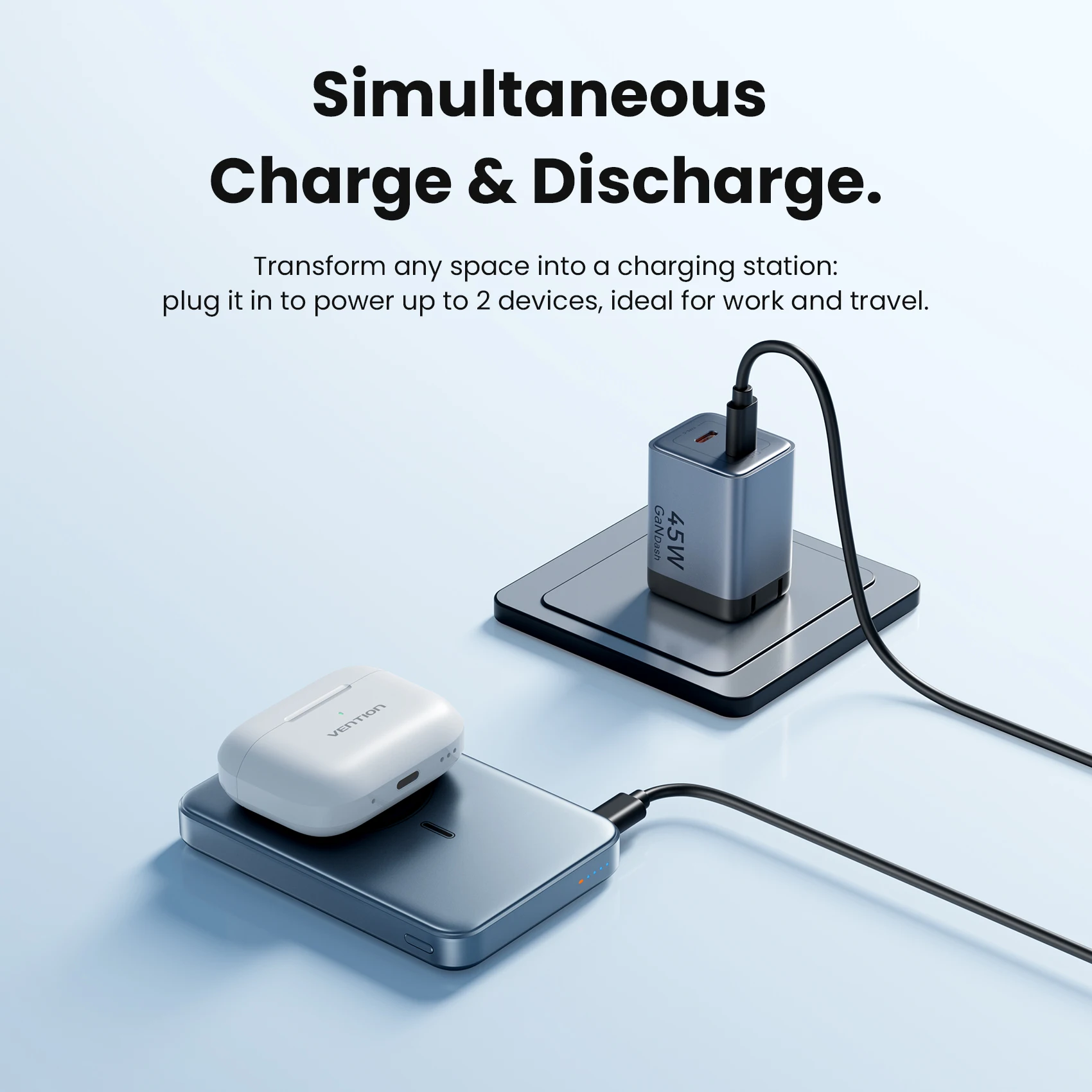 Vention Qi2.2 25W Power Bank 10000mAh 45W For Magnetic Wireless Portable Charger Battery for iPhone Samsung view 6