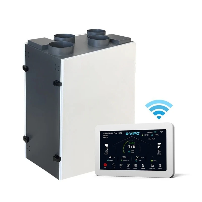 

High Efficiency Heat Energy Recovery Ventilation Residential HVAC System Bypass Freecooling Auto ERV HRV Air Recuperator