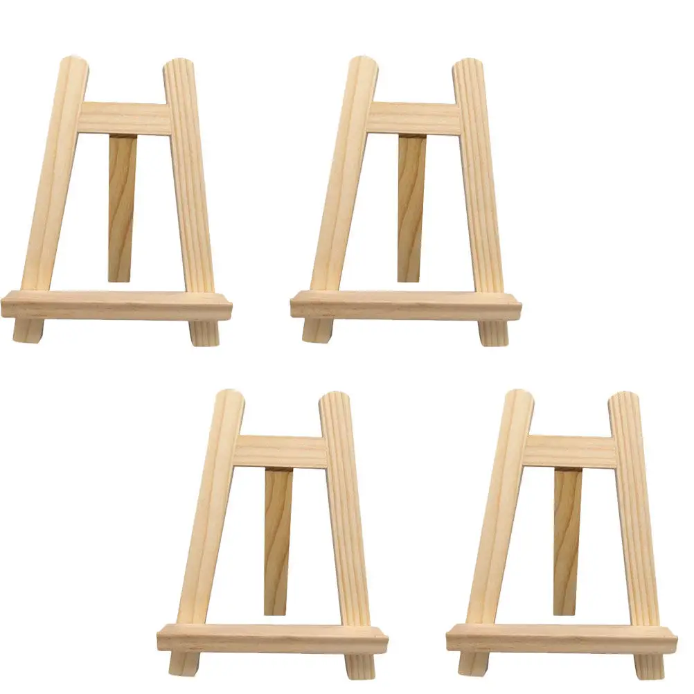 4Pcs Premium Solid Wood Table Easel for Artists Students Small Studio Use Painting Display Matted Artwork Framed Photos Wooden
