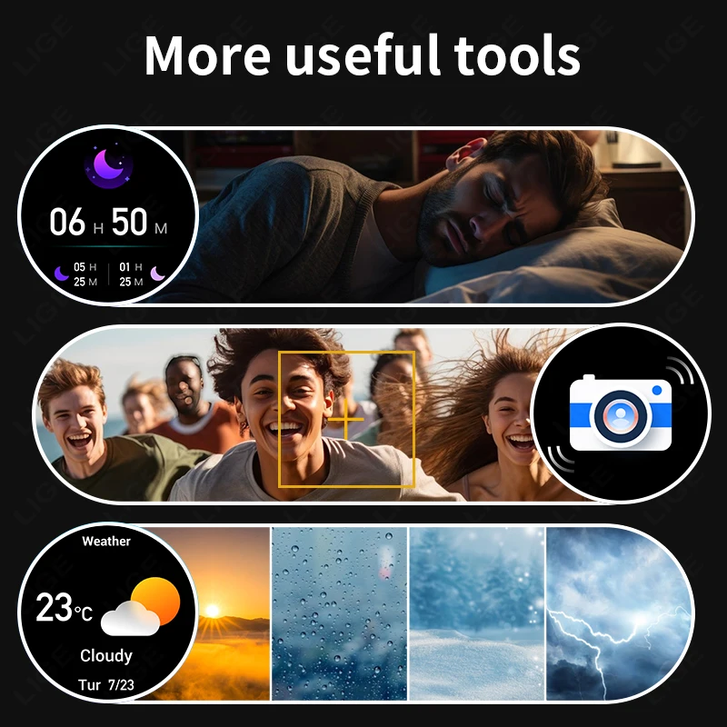 LIGE جديد وعرة العسكرية لتحديد المواقع ساعة ذكية الرجال AMOLED HD شاشة معدل ضربات القلب بلوتوث دعوة مقاوم للماء في الهواء الطلق الرجال SmartWatch 2025 #6
