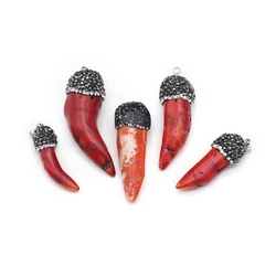 Natural Sea Bamboo Coral Pendant Irregular Pepper Exquisite Charm for Jewelry Making Diy Necklace Bracelet Earring Accessories