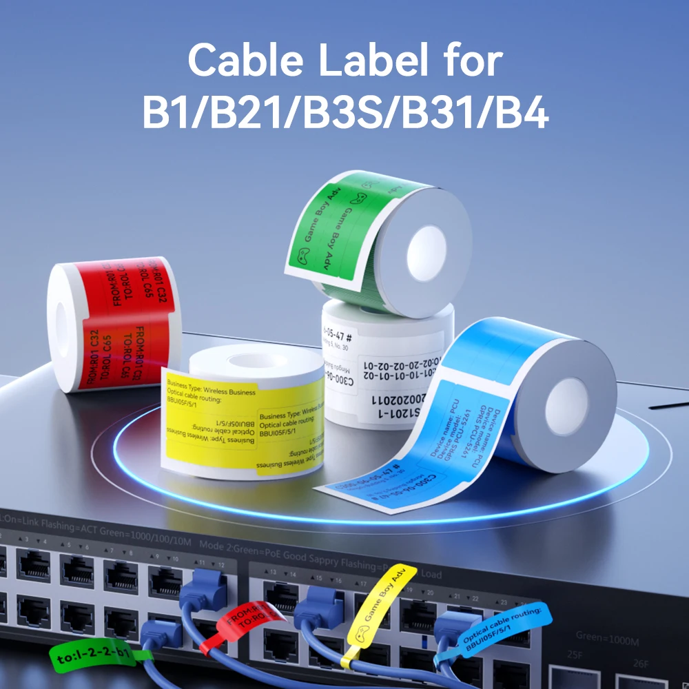 1 Roll Niimbot Cable Label for B1 B21 B3S B31 B4 Color Self-adhesive Sticker for for Network Communications Security Switch