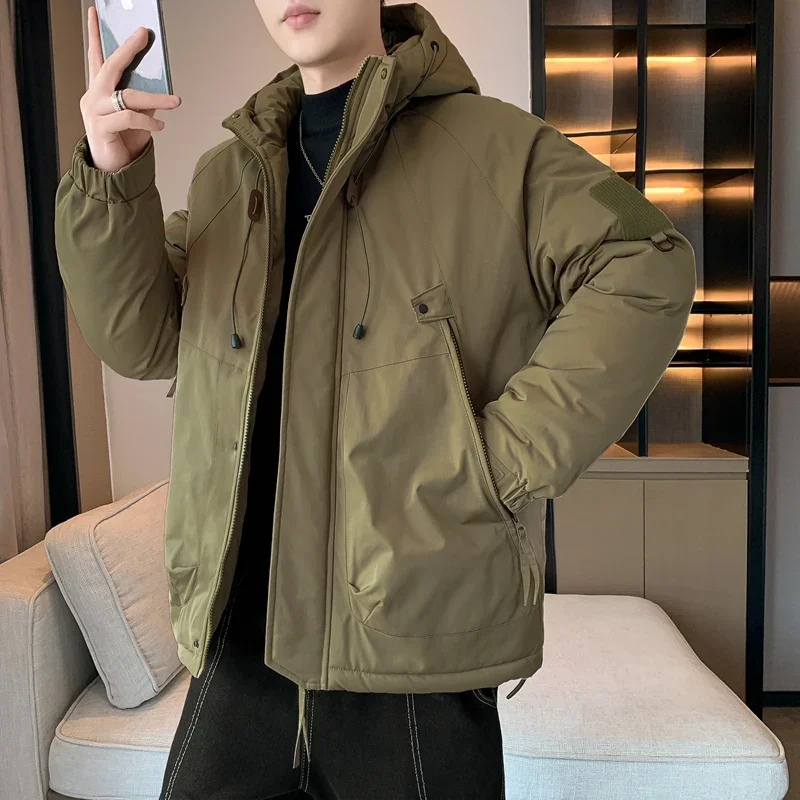 

New High Quality Thickened Warm Men Clothing with Hood Winter Fashion Casual Wind-Resistant Parkas Comfortable Roupas Masculinas