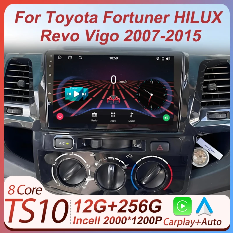 

For Toyota Fortuner HILUX Revo Vigo 2007 - 2015 Multimedia Video Player Stereo Android 14 2din Carplay Car Radio GPS Navigation
