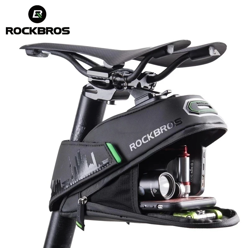 ROCKBROS borsa da bici antipioggia borsa da sella borsa da bici riflettente borsa da reggisella posteriore antiurto per ciclismo accessori bici da