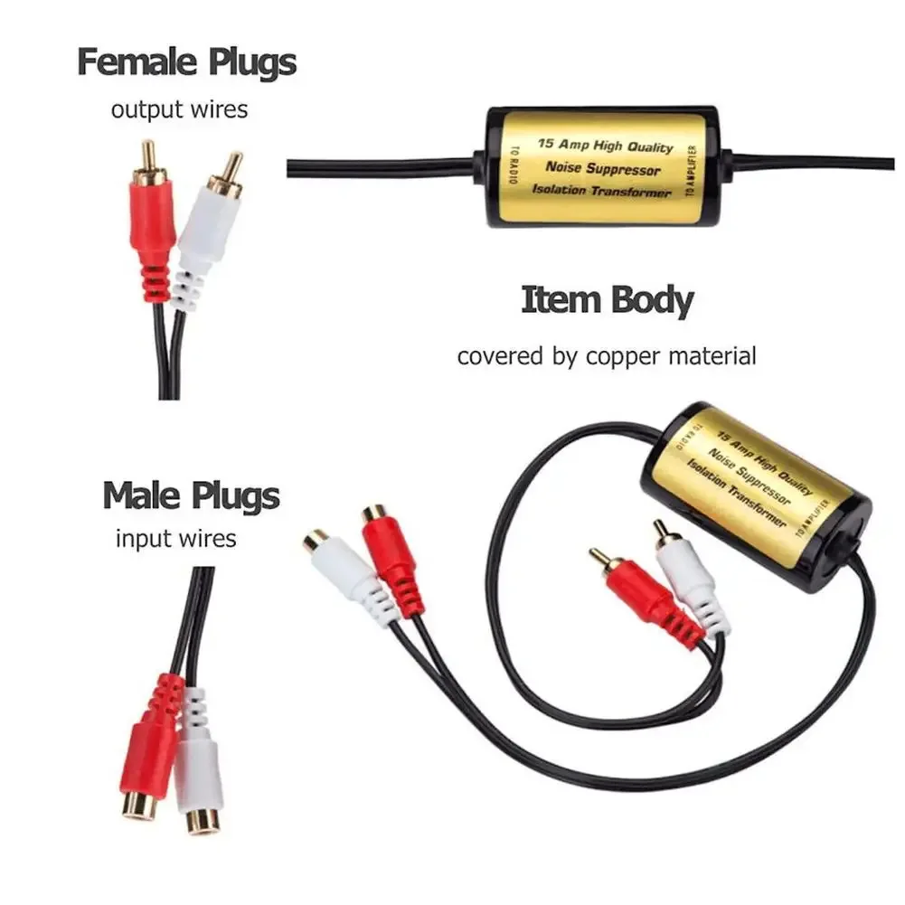 Audio Noise Filter Ground Loop Isolator for RCA Eliminate Hum Buzz Static Car Home Stereo System Car Audio Upgrade Filter view 4