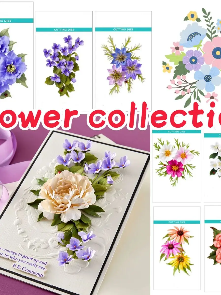 Matrices de découpe en métal, Collection de fleurs, coccinelles violettes sauvages, pour bricolage, fabrication de cartes, Scrapbook, décoration artisanale en relief, printemps 2026