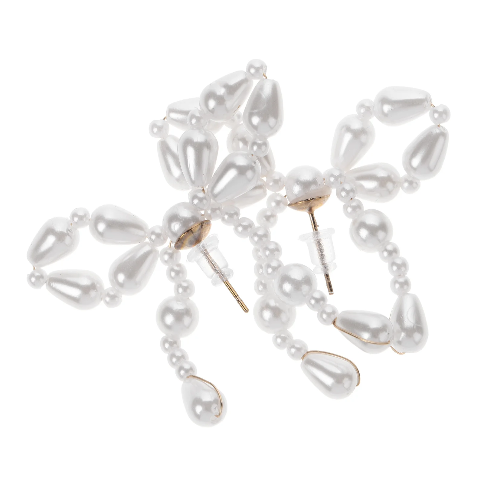

1Pair Vintage Bow Dangle Earrings Handcrafted Lightweight Faux Pearl Drop Earrings for Women Party Wedding Jewelry