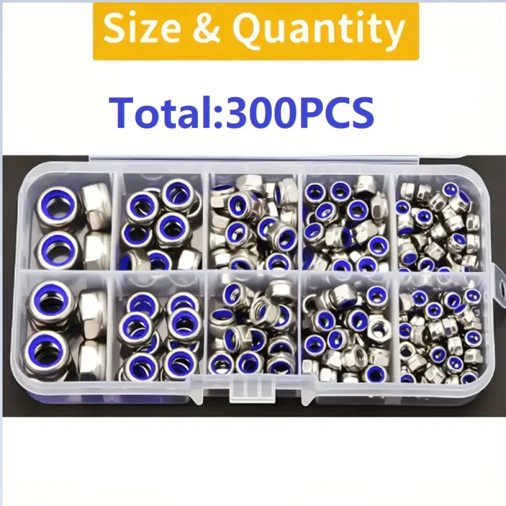 Metric Carbon Steel Nylon Insert Lock Nuts Set Anti Vibration Hex Fasteners For Machinery Automotive Equipment Maintenance