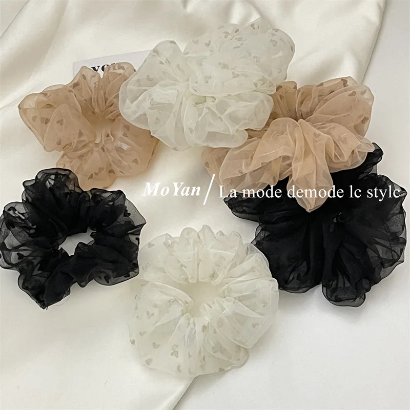 Großes Netz-Haarband für Damen, mit Liebevoll-Flauschiger Verzierung, Elegantes Haargummi, Vielseitig und Langlebig, Gummi-Haarband der Mori-Serie – Detail 6