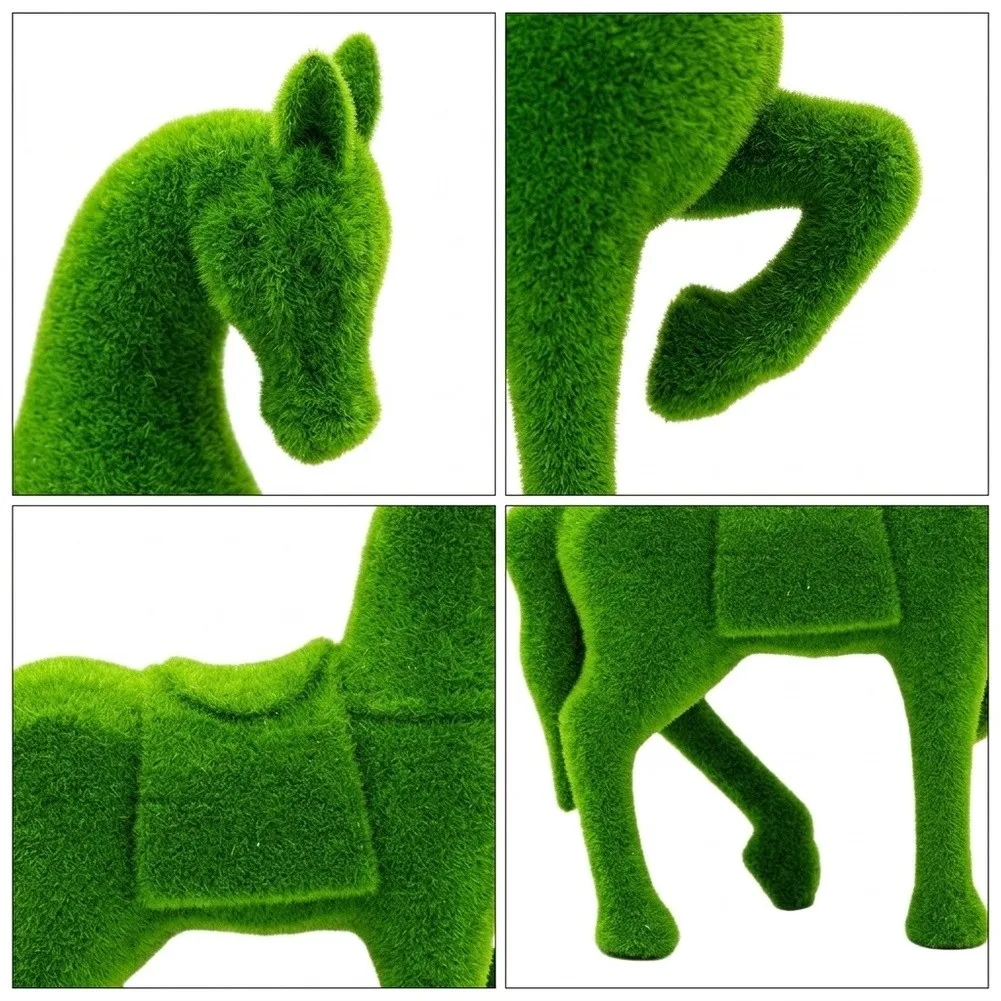 Outdoor Animal Figure Flocked Horse Statue Artistic Outdoor Setting Synthetic Resin Material Weather Resistant Design